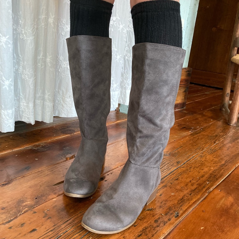 Tall gray boots